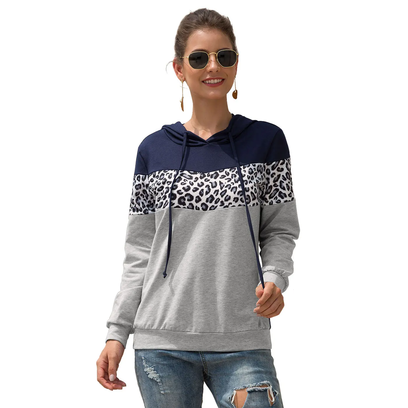 

New Arrival Fashion Women Leopard Hoodies Winter Pullover Hoodies Plus Long Sleeve Tops Sweatshirt
