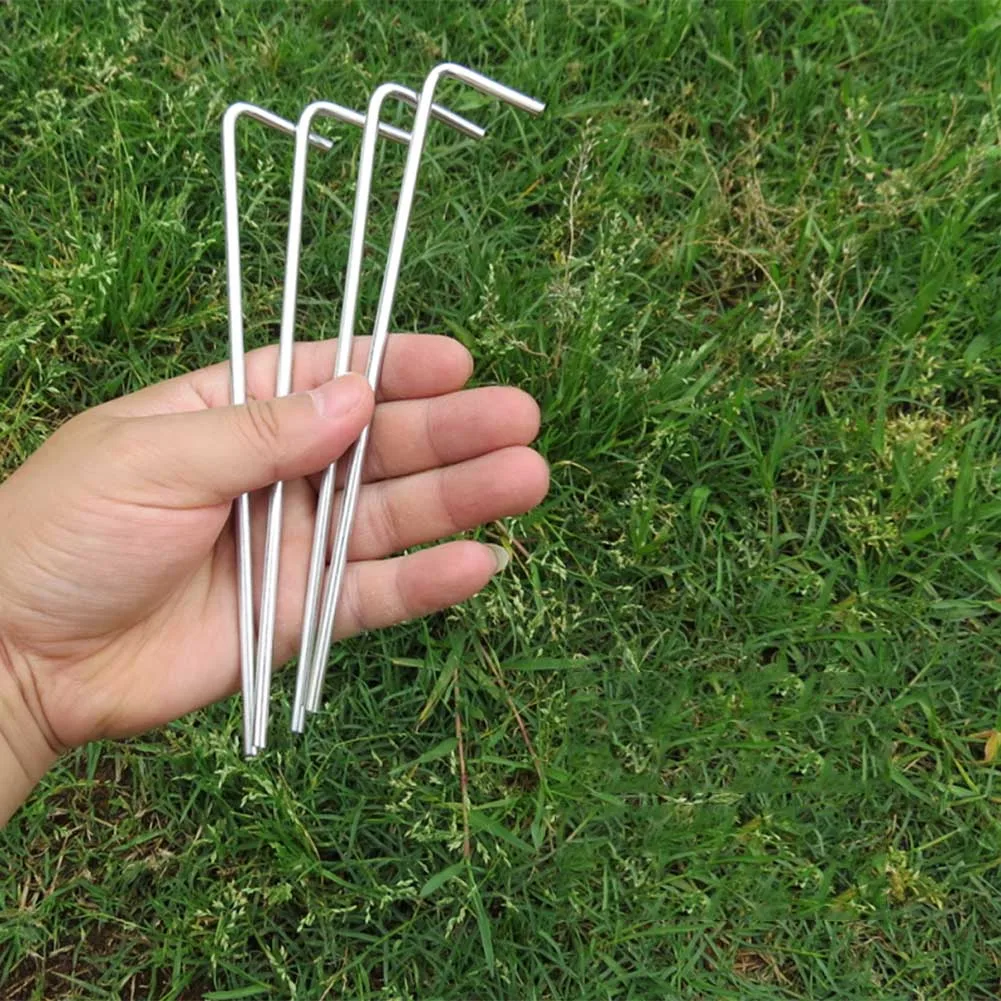 8PC Tent Pegs Aluminum Alloy Ground Mark Stakes Pegs with Hook 18 x 18 x 0.5 cm