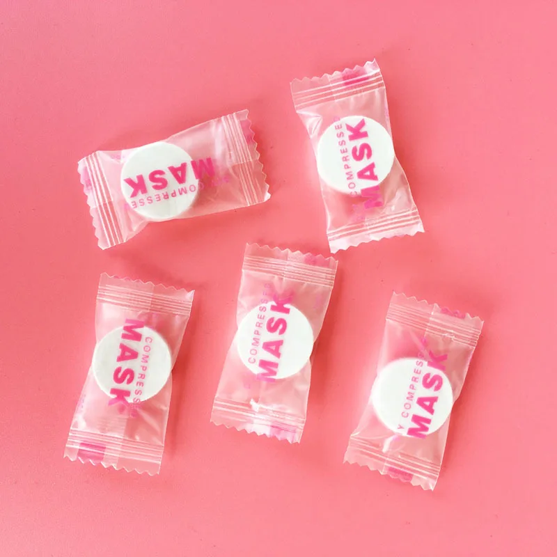 B068 Facemask Высококачественная прессованная маска для лица DIY Нетканая ткань конфеты Мужской воды увлажняющий Facemask 5 шт