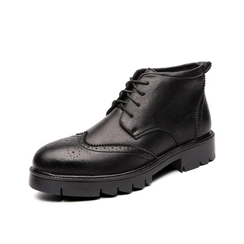 

Boots Men Boots Leather Ankle Lace up Bullock men's shoes Outdoor work high quality fashion shoes 16 hole boots