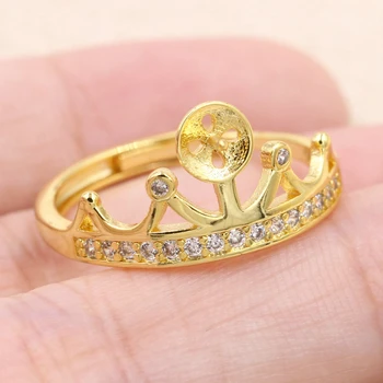 

Honorable Princess Crown Design Pearl Ring Settings Women DIY S925 Sterling Silver Semi Mount Gems Ring Bases For Jewelry Making