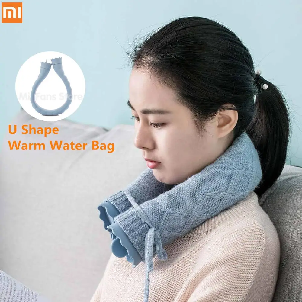 

Xiaomi U-Shape Hot Water Bag Silicone Bottle Neck Hand Warmer Heater Knitted Cover Water Storage Bags keep warm Smart home