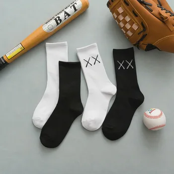 

New Men Cotton Sports Socks Breathable Compression Long Solid Black White Socks Summer Winter X X Harajuku Style Gifts For Men