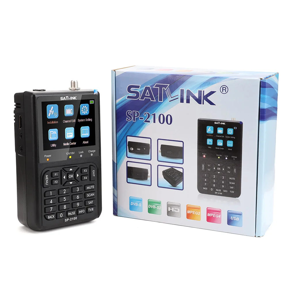 SATLINK SP-2100 HD Sat Finder DVB S/S2 Satfinder MPEG-2/4 Цифровой спутниковый Finder метр с 3,5 дюймовым ЖК-экраном pk WS 6906 ACM