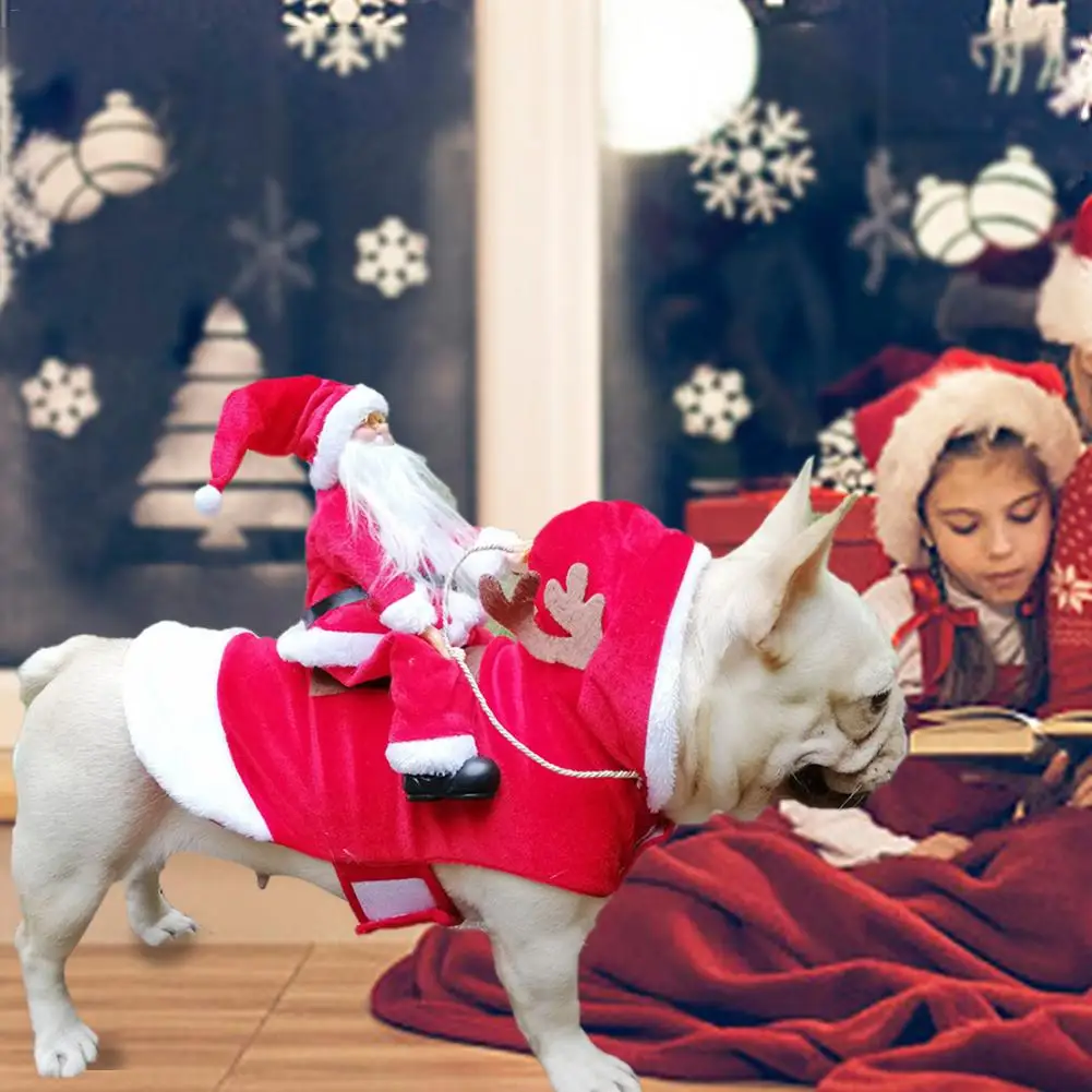 Рождественская Одежда для собак, костюмы для Санта-собак, забавная одежда для домашних животных, одежда для верховой езды, праздничная одежда для маленьких, средних и больших собак