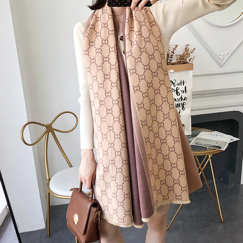 

autumn and winter new European and American warm scarf women long air-conditioned room shawl fashion letter thickened bib