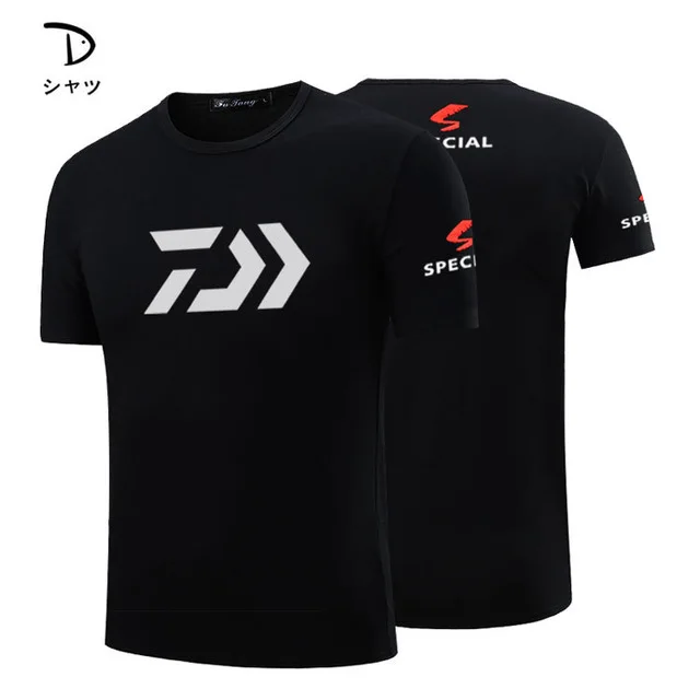 DAIWA DAWA Camisas Pesca Мужская Уличная одежда для рыбалки анти-УФ специальная впитывающая дышащая рубашка с коротким рукавом для рыбалки - Цвет: Черный