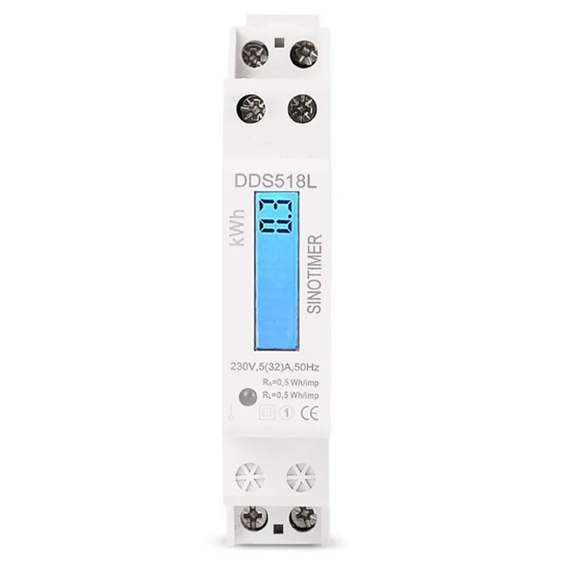 

HLZS-Single Phase LCD Backlit Wattmeter Power Consumption Watt Energy Meter kWh AC 5-32A 230V 50Hz Electric Din Rail Mount