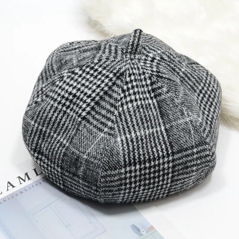 Классический Клетчатый тканевый берет для мужчин и женщин газетчика шапка
