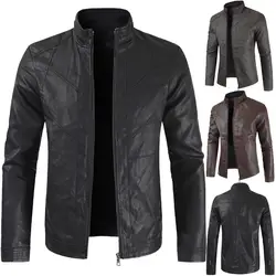 SHABIQI 2019 Осенняя качественная кожаная куртка для мужчин Новое поступление брендовая мотоциклетная кожаная куртка Мужские кожаные пальто