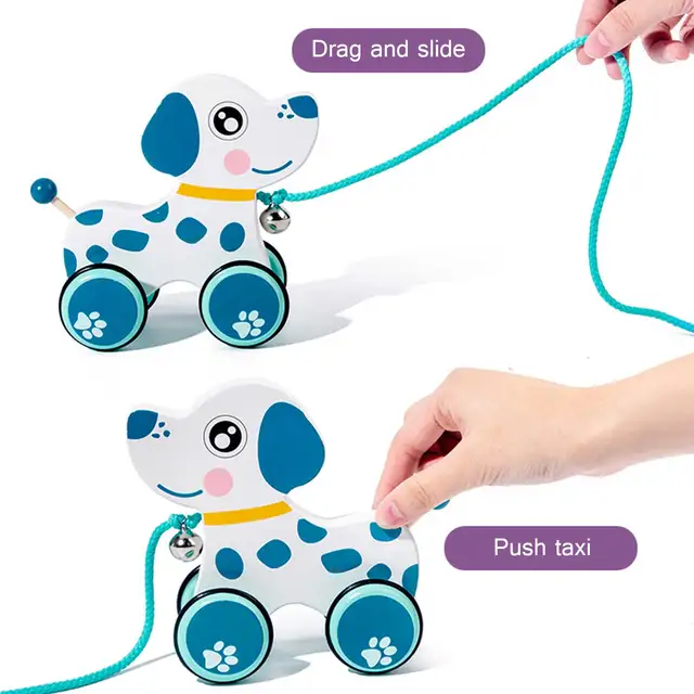 Baby Pull Rope Walking Toy Creative Cartoon Puppy Duck Giraffe Fawn Drag Car Animal Pull Rope Toy Car Children Toy 4