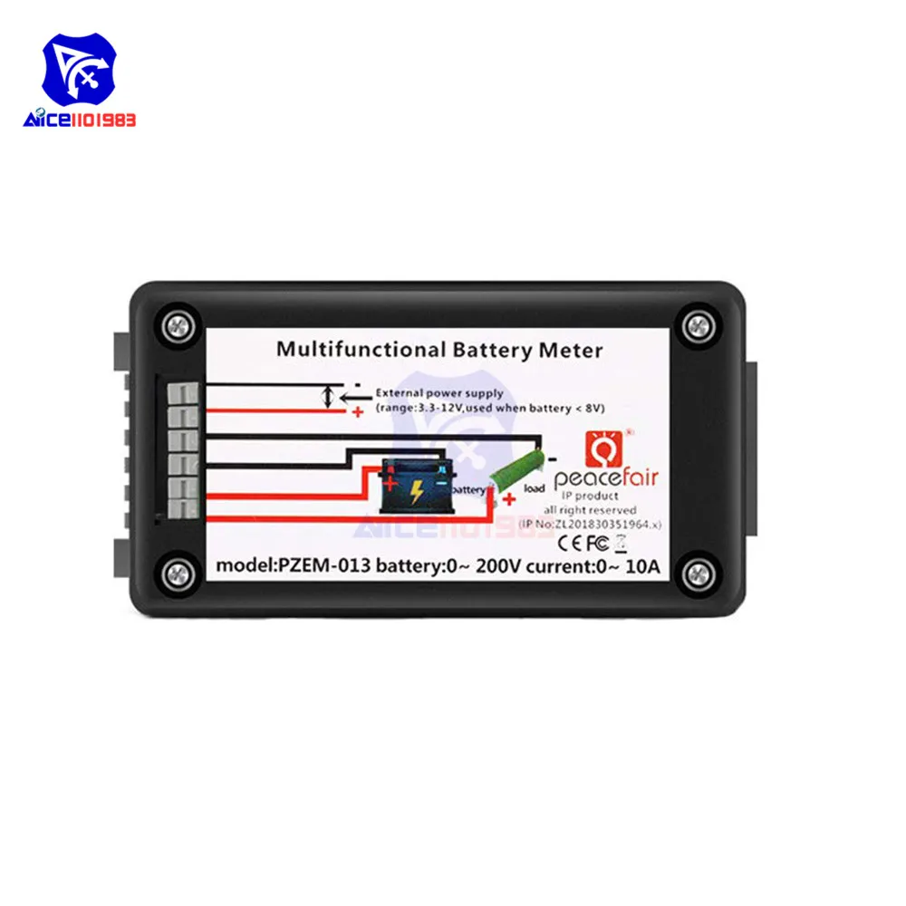 Diymore PZEM-013 10А тестер батареи постоянного тока Напряжение тока мощность Емкость внутреннего и внешнего сопротивления измеритель остаточного электричества