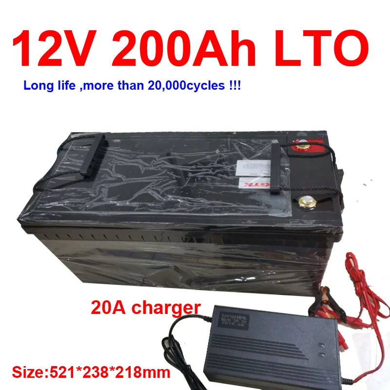 

long life 12v 200ah LTO battery pack Lithium titanate BMS 5S for Boat Solar energy storage RV caravan inverter +20A Charger
