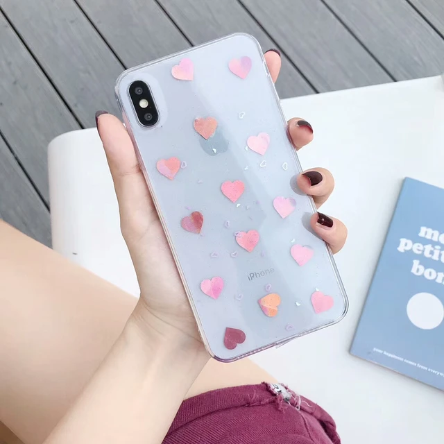 Love Heart Laser Glitter Phone Case for IPhone Free Worldwide Shipping