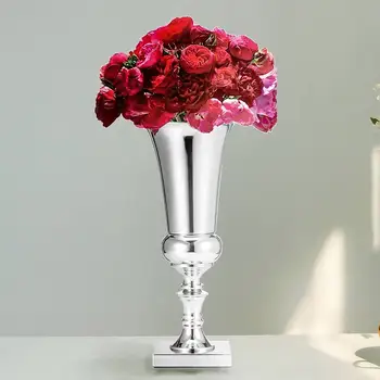 

Silver Flower Vase Home Decor Creative Metal Iron Desktop Lead Vases For Flowers Home Decoracion Hogar Vases Table Wedding