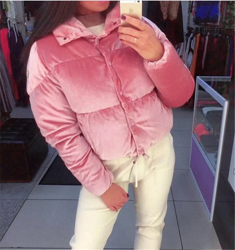

2018 Spring New Style Velvet Versatile Short Cotton-padded Clothes Supply of Goods AliExpress