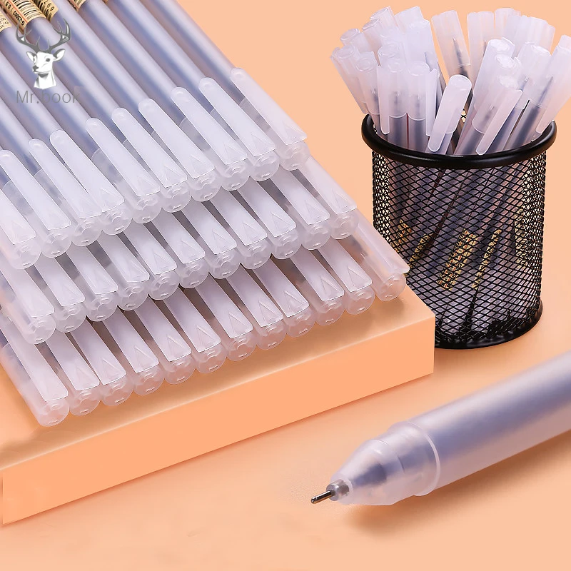 

10pcs/lot 3 Colors 0.5MM Ink Gel Pen Plastic Scrub Transparent Gel Pen for Writing Office School Supplies Stationery Kawaii Pens