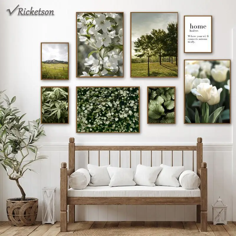 

Nature Flower Tulip Monstera Leaves Tree Grass Canvas Painting Nordic Wall Art Posters and Prints Wall Picture for Living Room