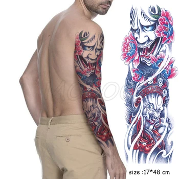 

Full Arm Waterproof Temporary Tattoo Sticker horrible prajna flower Fake Tatoo Stickers Flash Tatto Body Art for Man Woman