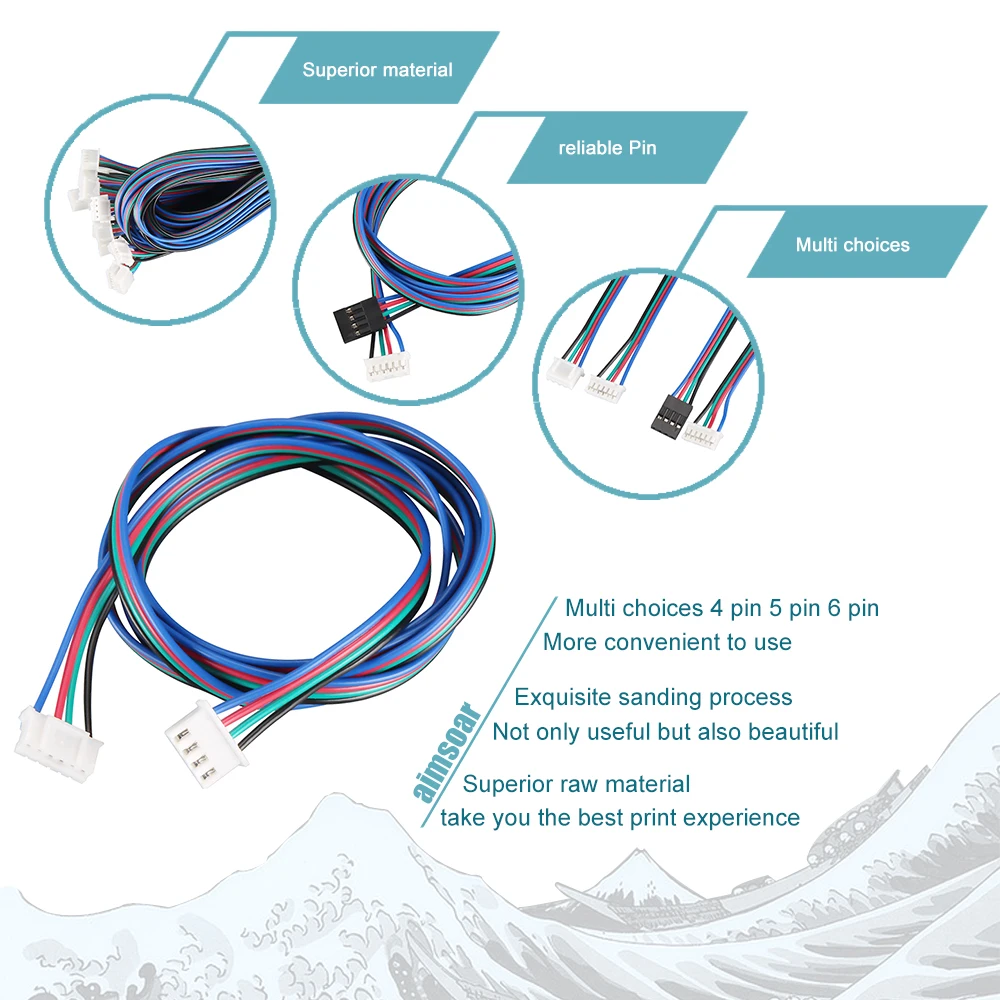 dupont line motor line 4-6 pin 3d printer parts 500mm 800mm 1000mm 1500mm XH2.54 terminal motor cable dupont connector wire
