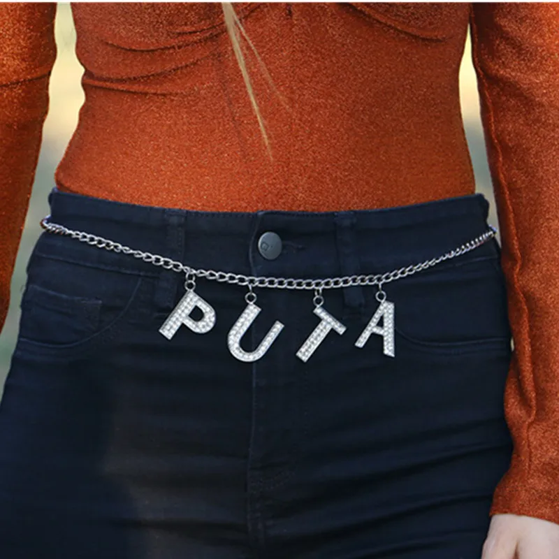

States ins web celebrity letter pendant small ornaments chain PUTA single chain waist length can be adjusted 0196 woman