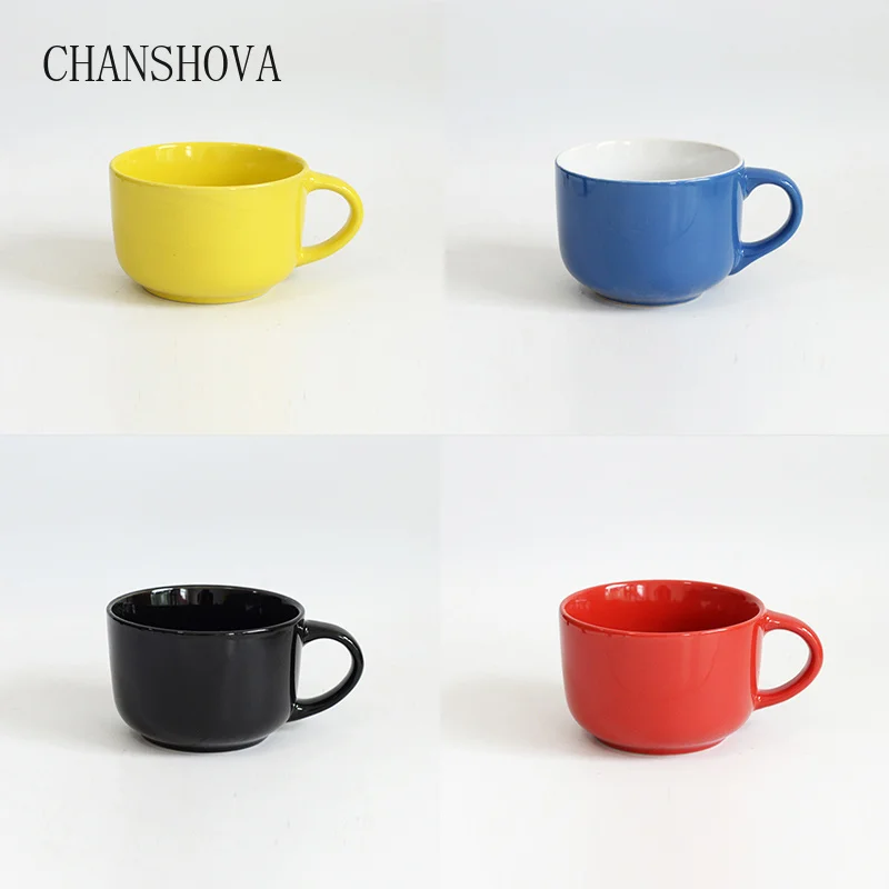 CHANSHOVA Бытовая одноцветная керамическая кружка кофейная чашка для молока чашка для завтрака чашка для супа Милая чашка простая ручка чашка чайная кружка