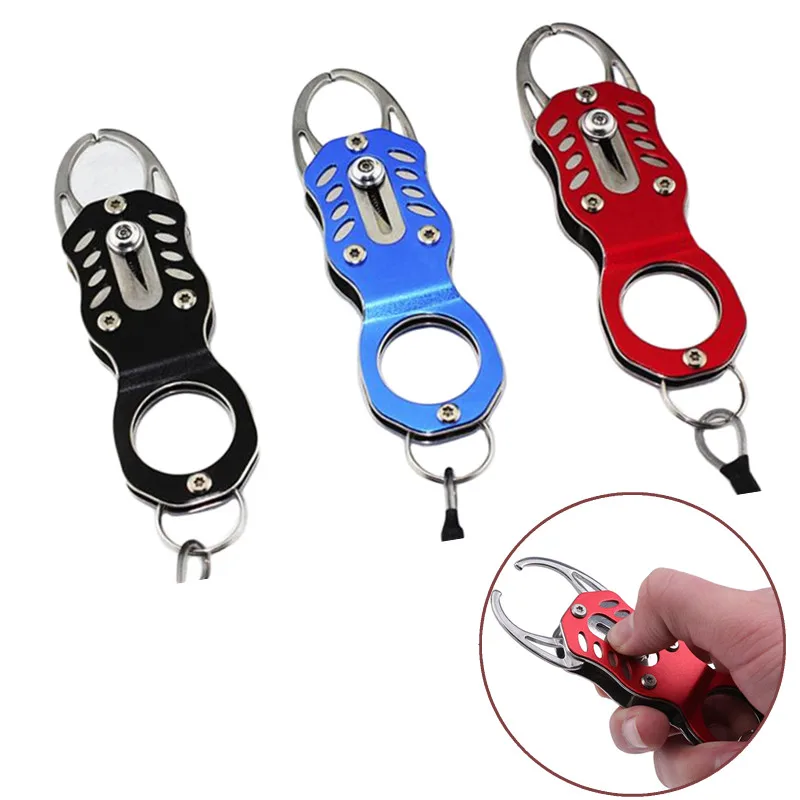 

Hot Fish Grip Outdoor Portable Lock Fishing Tackle Tools Fish Lip Clip Folding Gripper Ultra Light Weight With Retention Rope