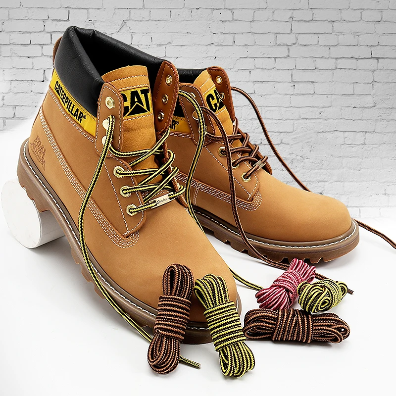 Zapatillas de deporte a rayas de doble cordones de colores para exteriores, cordones de zapatos, botas con cordones de algodón, Color blanco, 1 par