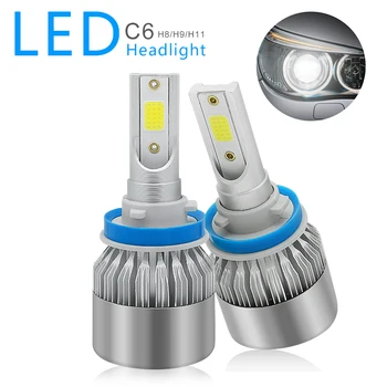 

C6 H8 Led Headlight Bulbs LED Car Lights 7600 Lumens 6000K White Lights 72W 12V Aluminum Alloy Led Headlight Bulbs Headlamps