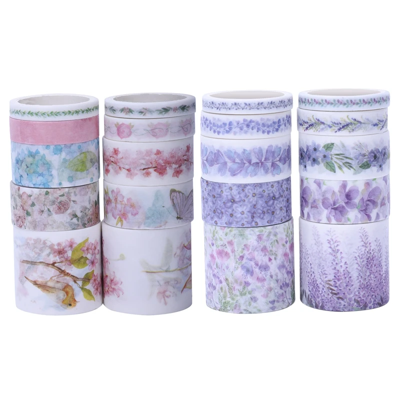 

20 Pcs Cute Masking Washi Tape Set Stationery Kawaii Scrapbooking Supplies Sticker, 10 Pcs Flower Dream & 10 Pcs Wisteria