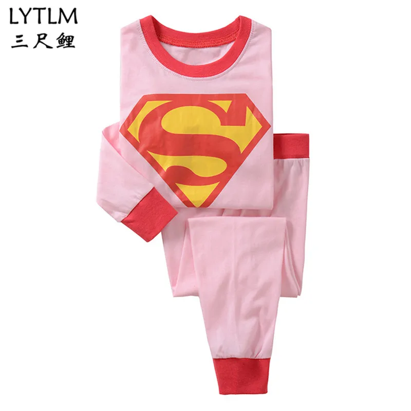 LYTLM/хлопковые Пижамные комплекты для мальчиков и девочек пижама с суперменом и человеком-пауком для малышей Пижама с супергероями детский Пижамный костюм детская одежда