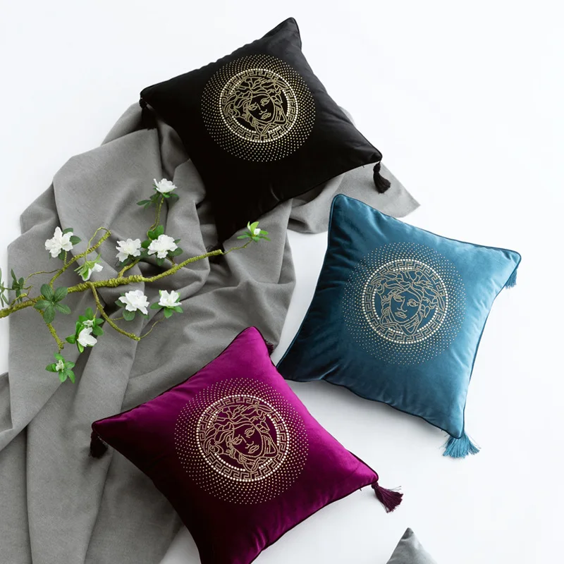 

Luxury Fashion Velvet Cushion Cover Pillow Cover Pillow Case Blue Gray Gold Hotel Home Decorative Sofa Chair Seat Throw Pillows