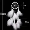 55cm Wind Chimes Handmade Dream Catcher Net White Feathers Wall Hanging Dreamcatcher Craft Gift Christmas Decoration for Home 6