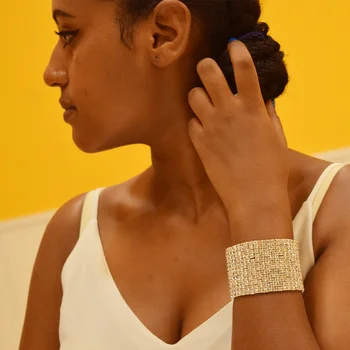 

classical 12 rows elastic rhinestones bracelet crystal silver stretch shiny bridal wedding jewelry bangle for women