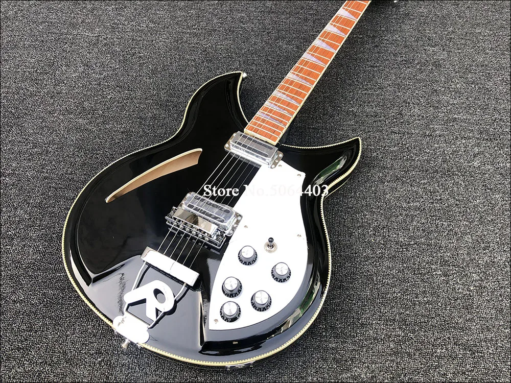 Высокое качество 6-string 381 электрогитара, черная краска, с двумя барабанами, полупустые core электрогитара, в Корейском стиле, аксессуары