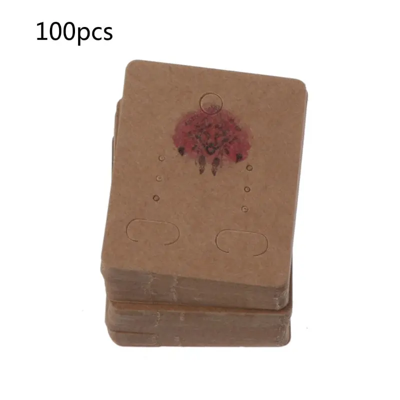 100 шт цветок дерево крафт бумага висячие серьги дисплей Ювелирная посылка шпильки держатели обручи серьги дисплей карты - Цвет: Brown-5