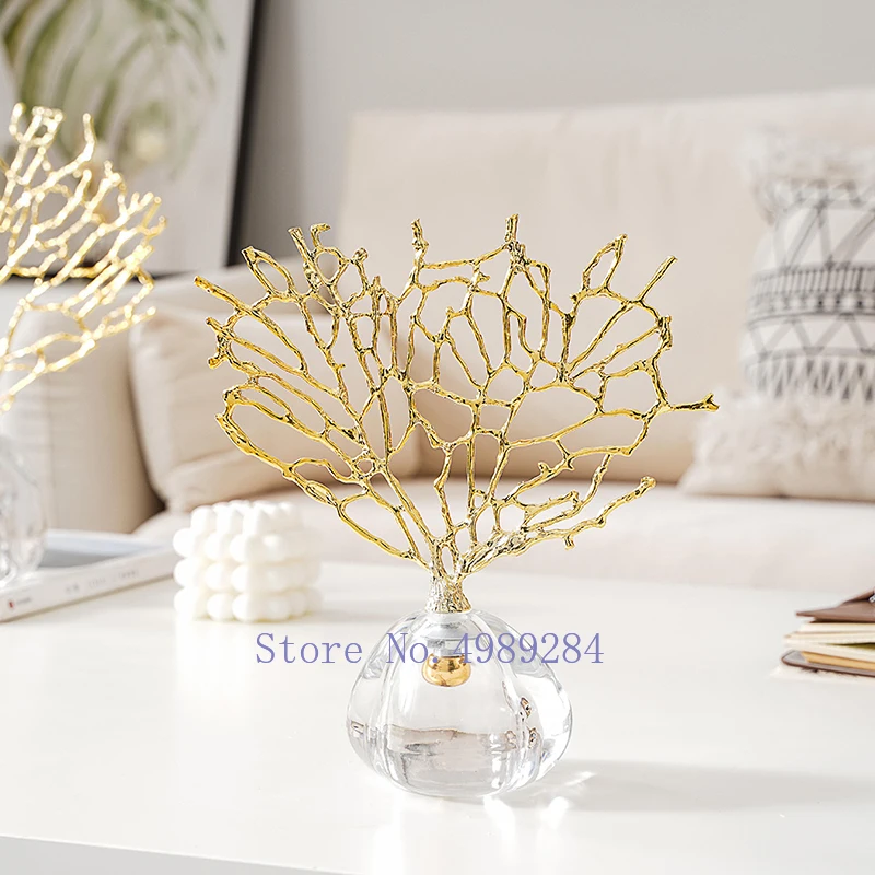 Creativity Crystal Metal Golden Coral Center piece 3 Creativity Crystal Metal Golden Coral Center piece 3