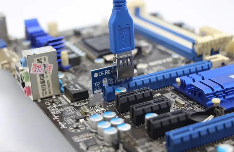 Hot Selling USB 3.0 PCI-E Extention Cable Flex Ribbon 1X To 16X Riser Card Adapter Power with SATA 6pin Card Adapter for Mining