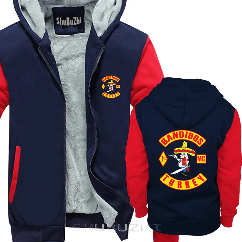 Bandidos мотоциклетный клуб для мужчин shubuzhi Толстая куртка хлопок теплое пальто мужской пуловер зима осень модные толстовки sbz5356 - Цвет: navy red