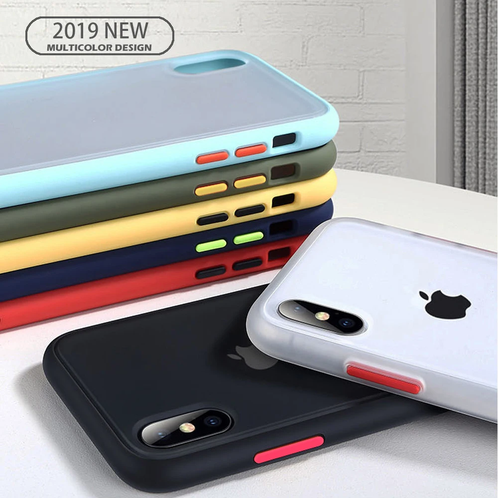 

Colorful Transparent Anti-shock Frame Silicone Case for IPhone X XS XR XS Max 8 7 6 6S Plus Soft Protection Back Cover