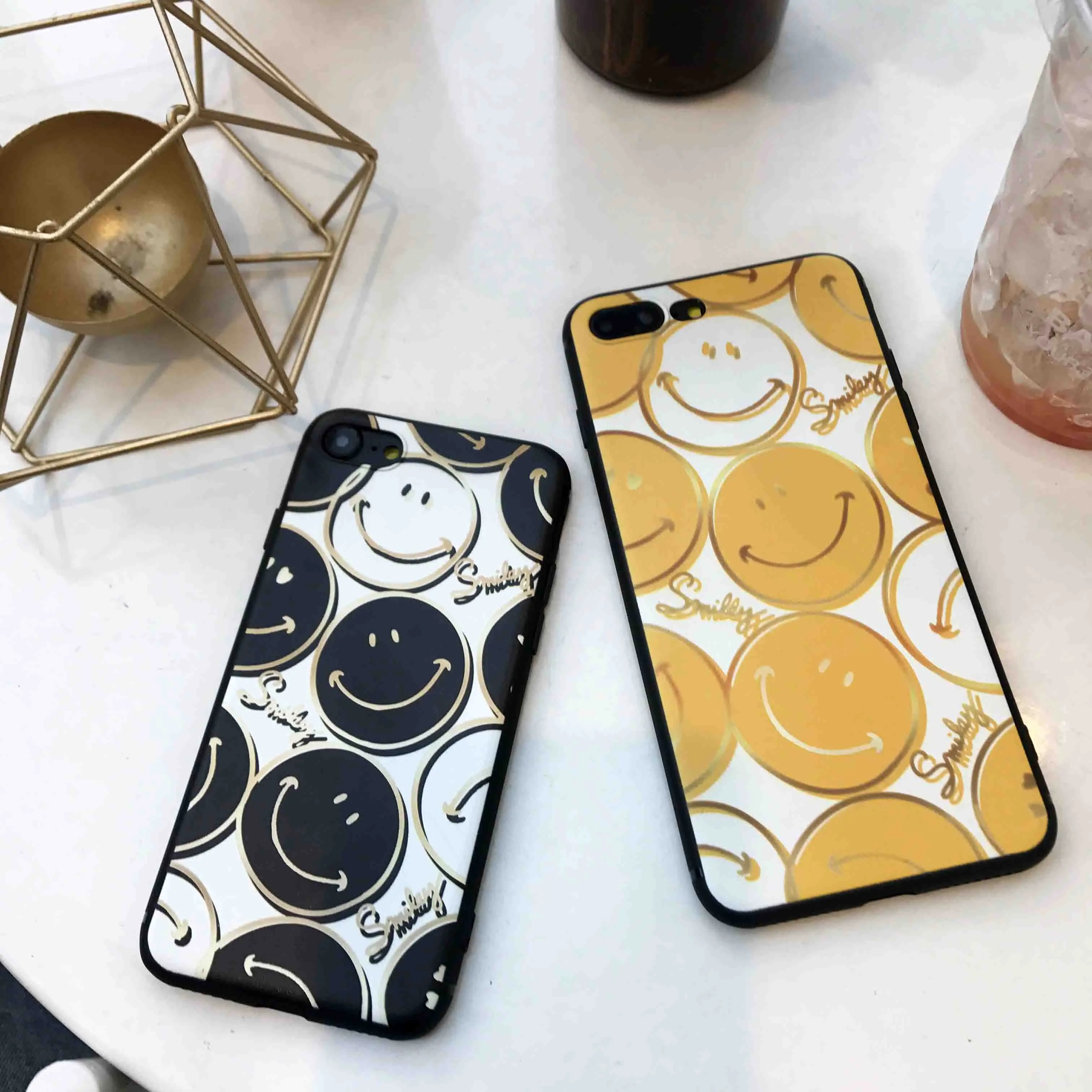 

RKQ Cute Yellow Black Smile Phone Case Cover For Huawei P Smart P10 P20 P30 Lite 2019 Honor 7X 8X 9 Mate 10 20X lite pro Case