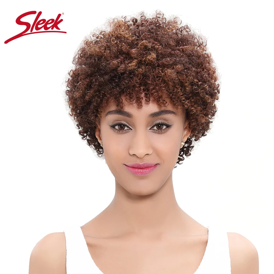 Sleek Natural Brazilian Afro Kinky Curly Human Hair Wigs F1B/33 Red 99J Short Machine Made Remy Human Hair Wigs For Black Women