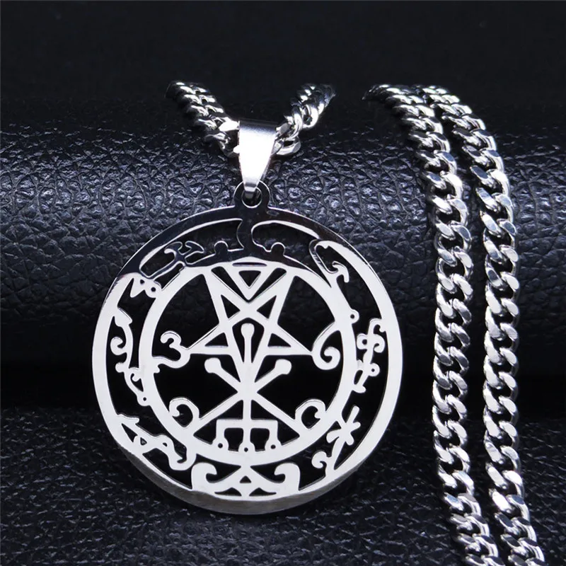 Sceal Sigil of Lilith Серебряный Цвет Нержавеющая сталь ожерелье с подвеской сатана