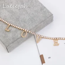 Lateefah Zircon Letter Necklace For Women Stainless Steel LOVE DIY Necklaces Choker Engagement Alphabet Jewelry Bijoux Femme BFF