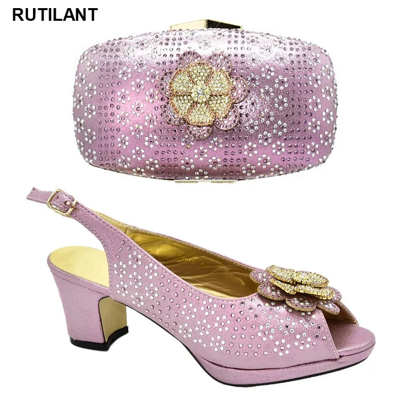 

New Italian Ladies Shoe and Bag Set Decorated with Appliques Italy Good Quality Shoe Shoes and Bag Set African Sets 2019 Party