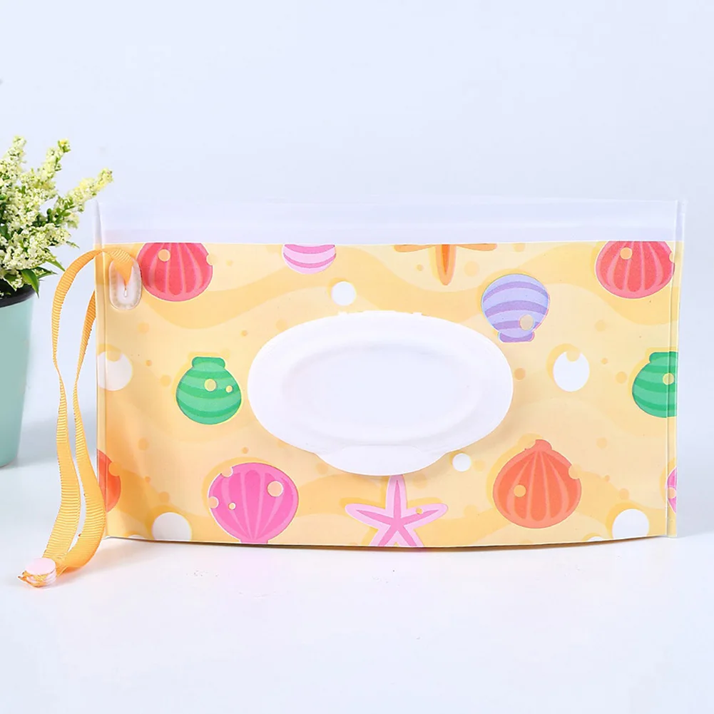 

Eco-friendly Wet Wipes Bag Clutch and Clean Wipes Carrying Case Clamshell Cosmetic Pouch Easy-carry Snap-strap Wipes Container