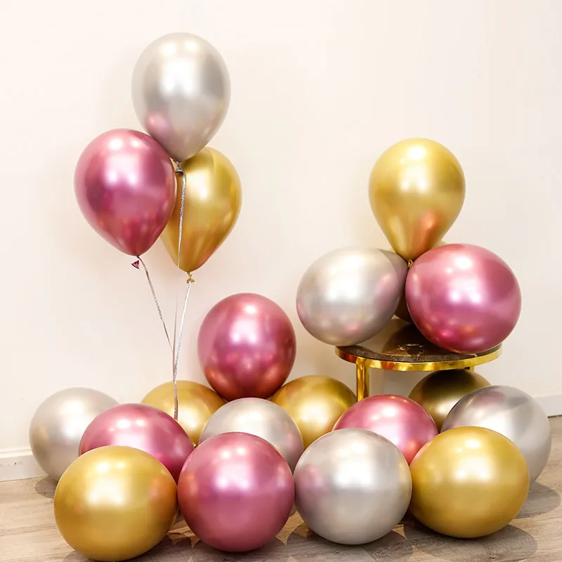 20 шт. металлические латексные шарики с жемчугом для свадьбы, дня рождения, вечеринки для украшения детского душа, украшение для девушки, девичник, вечерние столовые принадлежности - Цвет: gold silver pink