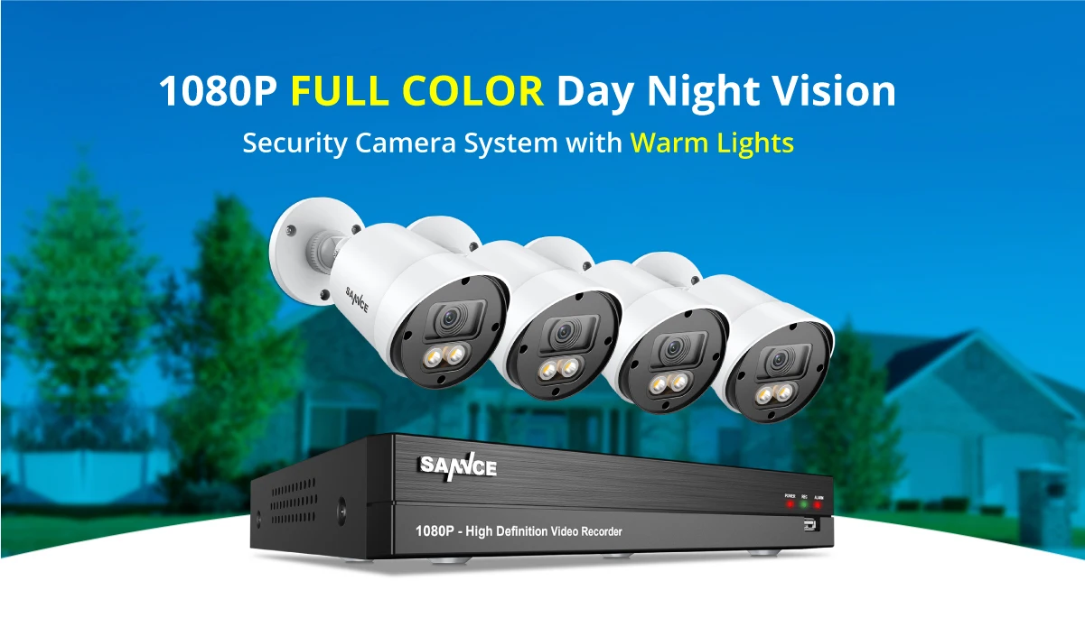 SANNCE 8CH 1080P полноцветная система видеонаблюдения ночного видения с 4 шт 1080P HD водонепроницаемые наружные камеры безопасности комплект