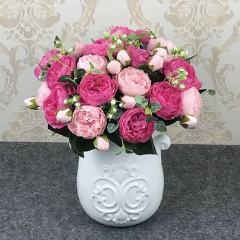 

Artificial flower 30cm 5 large artificial rose peony artificial flower bouquet for family wedding home decoration
