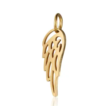 

Gold Silver Rose Gold 3 colrs Titanium Steel Wing Pendant Fully Polished Laser Cut Stainless Steel Jewelry DIY Gilded Pendant